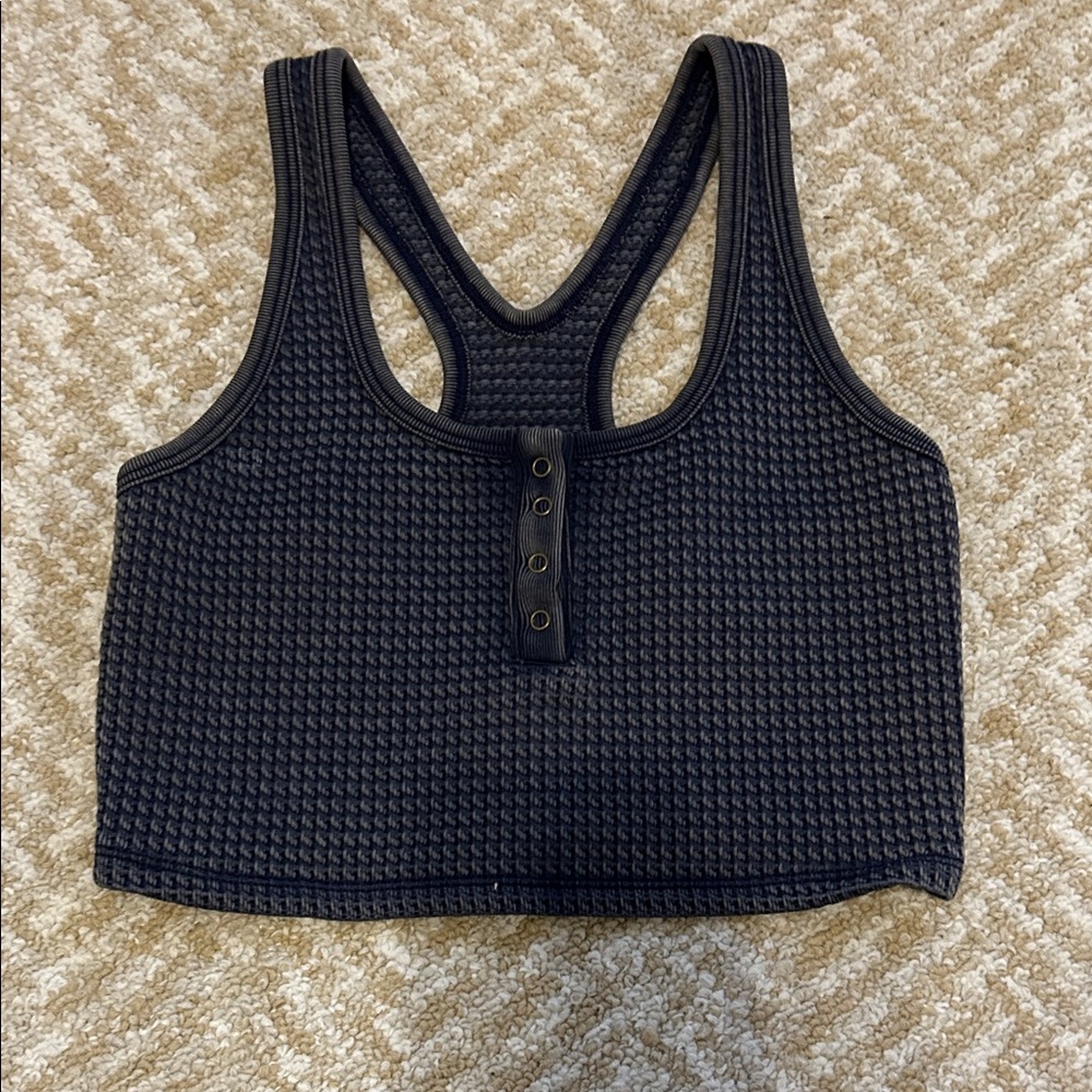 Katie J NYC Black Textured Tank Top
